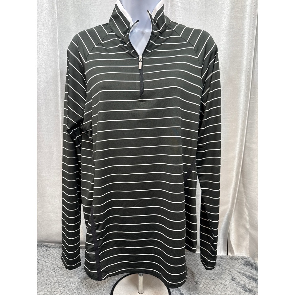 Cutter & Buck Womens CB DryTec 50+ UPF Half Zip Striped Pullover black Large